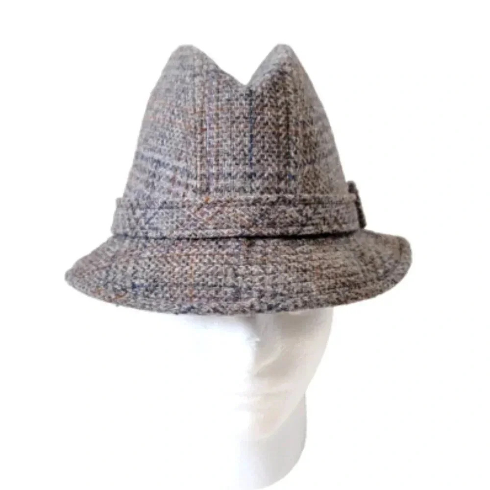 Dobbs Fifth Avenue Fedora Hat 7 1/8 Men's Vintage Tweed Plaid Buckle